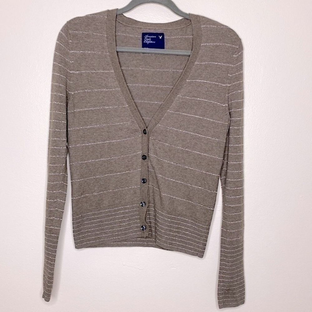 American Eagle Outfitters cardigan sweater cotton blend stripes size M